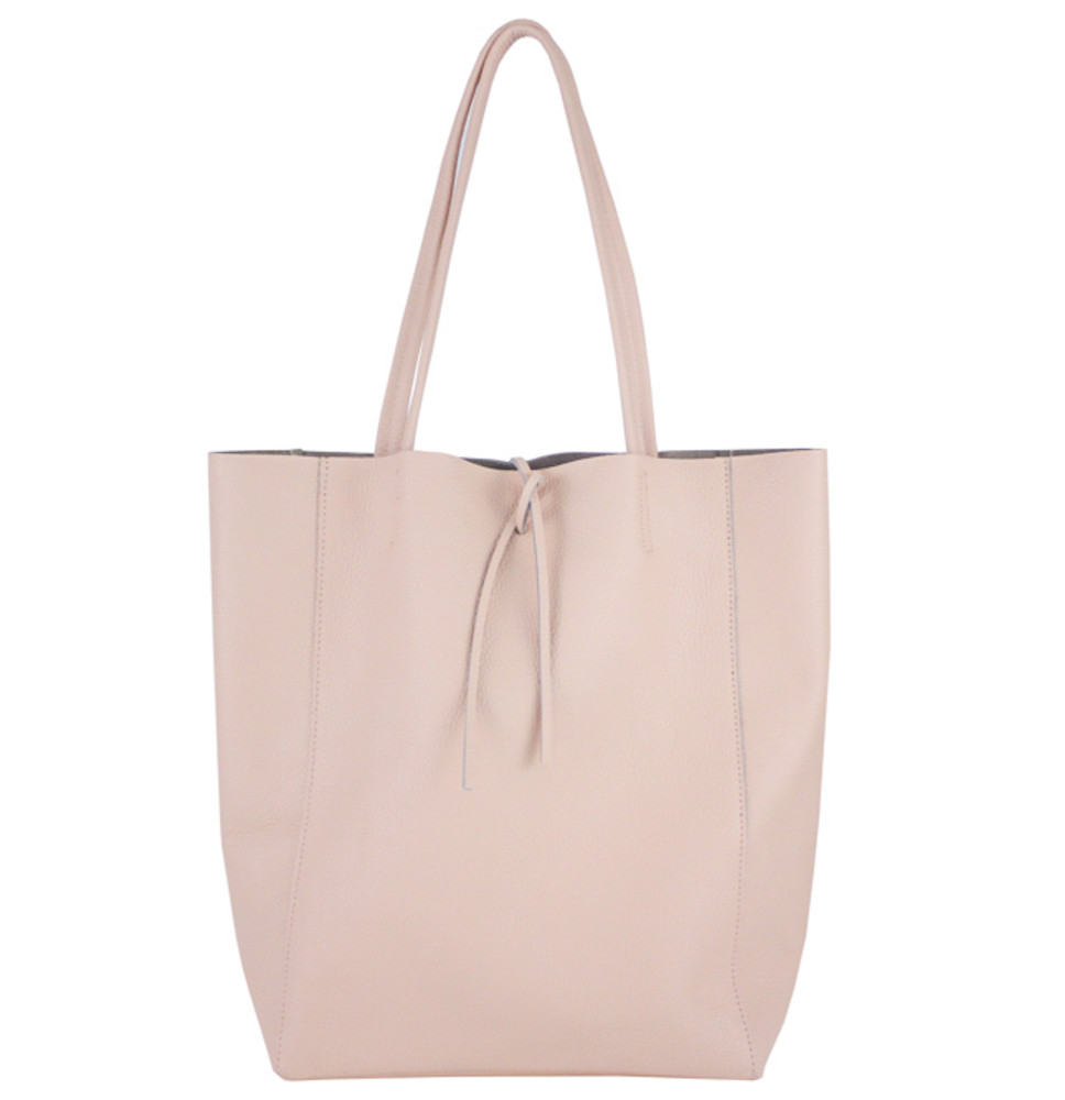 Bőr vásárló kézitáska 396 púderrózsaszín Made in Italy
