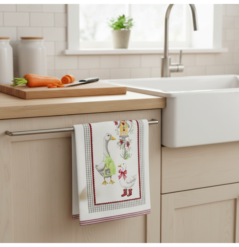 Pamut dekoratív kendő Libák 50x70 cm