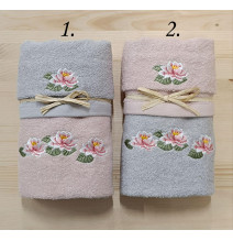 Ajándék törülközőkészlet rózsaszín-szürke tündérrózsa 40x60 cm + 50x100 cm másolata