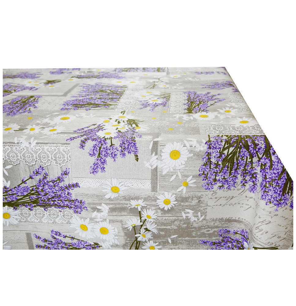 Pamut terítő levendula margarétával 