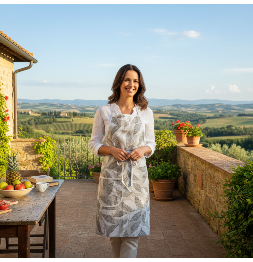 Konyhai kötény bézs levelei 600-60