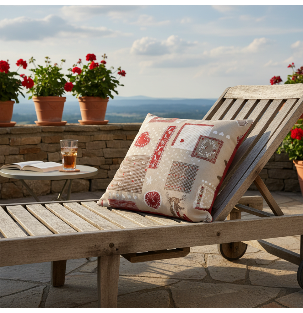 Karácsonyi dekoratív párnahuzat vidéki táj