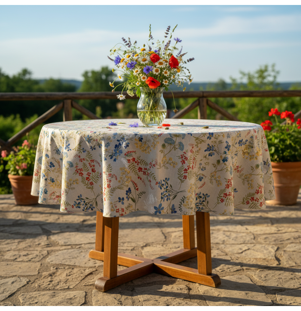 Kerek terítő réti virágok nyár