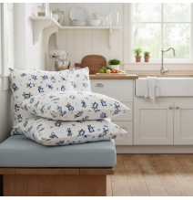 Párnahuzat Plüssmackó szakács kékben