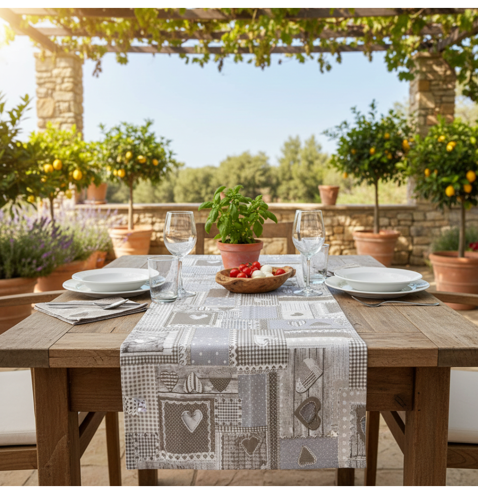 Asztali futó bézs patchwork