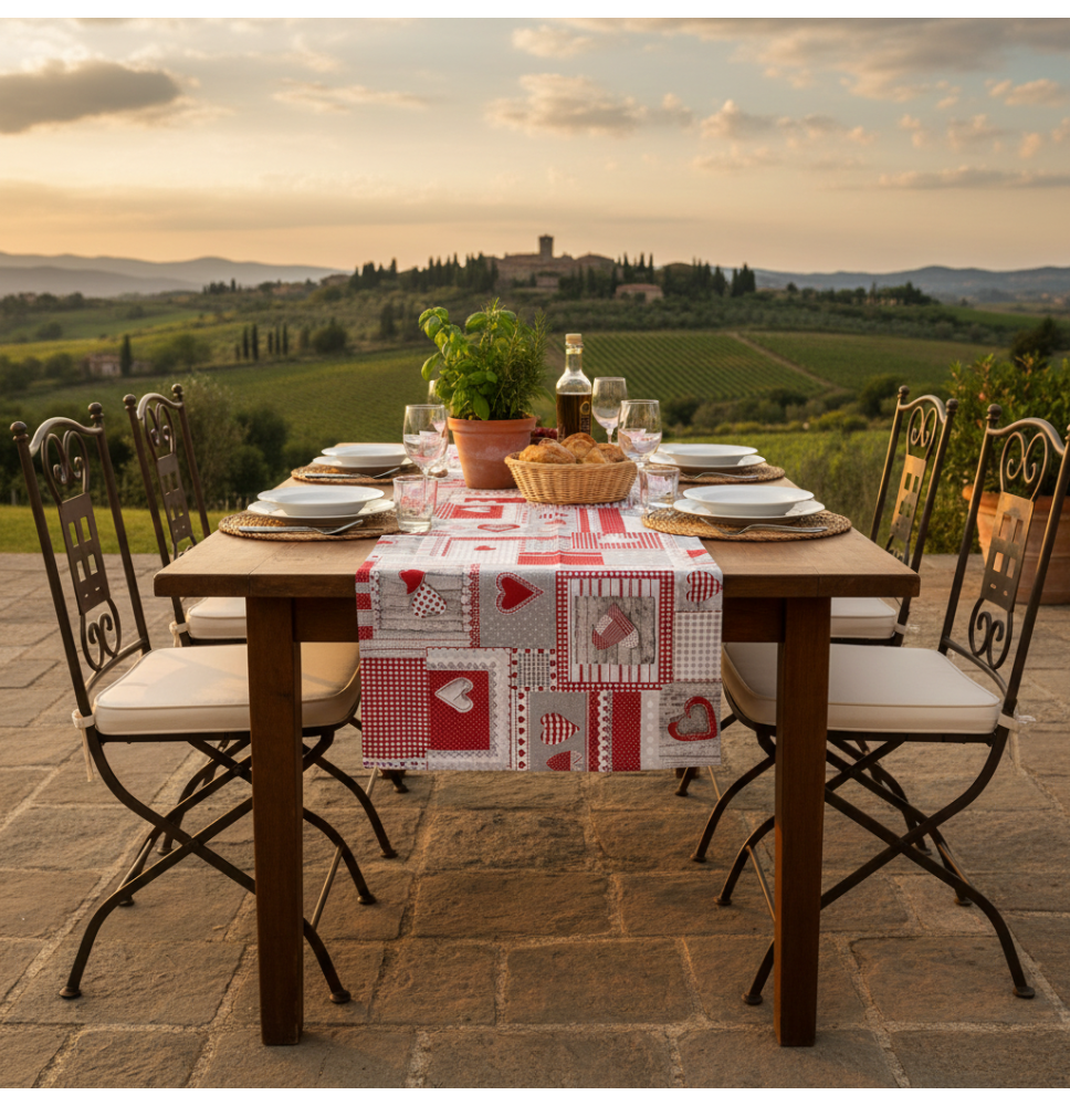 Asztali futó piros patchwork
