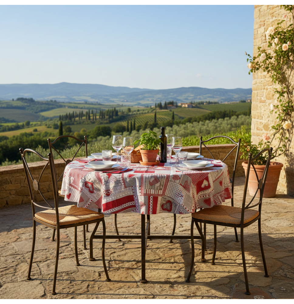 Kerek terítő  piros patchwork