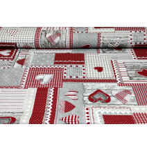 Kerek terítő  piros patchwork