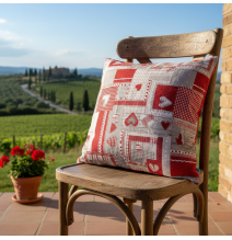 Pamut párnahuzat piros patchwork