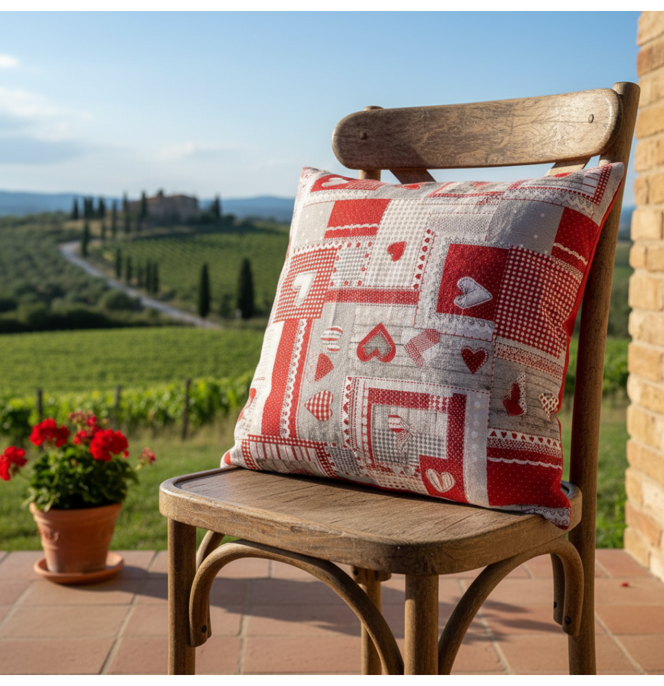 Pamut párnahuzat piros patchwork