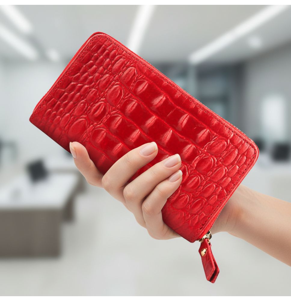 Női bőr pénztárca 382 piros Olaszországban gyártva