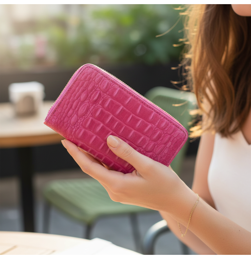 Női bőr pénztárca 382 fukszia MADE IN ITALY