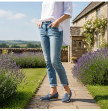 Bőr mokaszinok 99 kék gyöngyház LORETTA VITALE