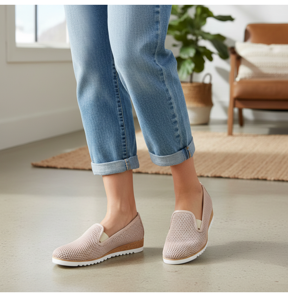 Bőr mokaszinok 99 porított gyöngy LORETTA VITALE