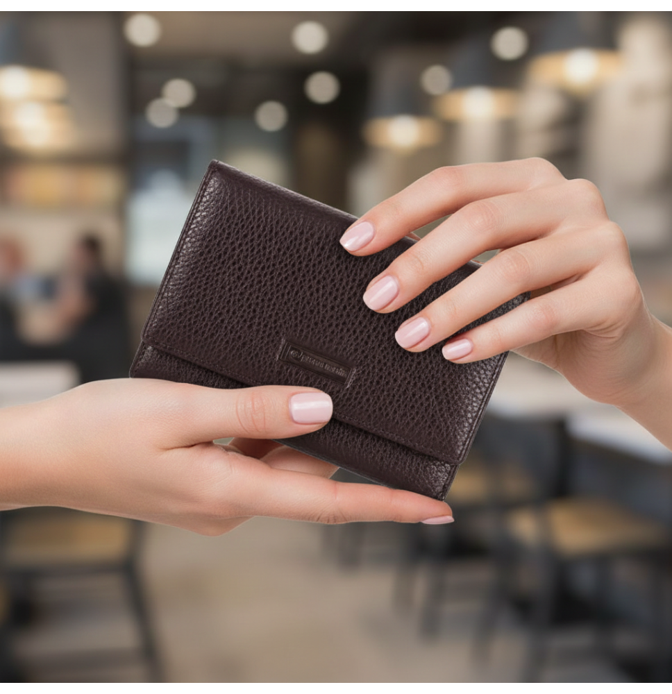 Női bőr pénztárca sötétbarna PIERRE CARDIN