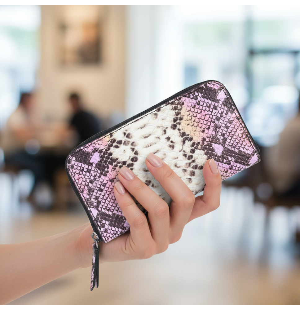 Kígyó motívumú pénztárca 1445 fukszia