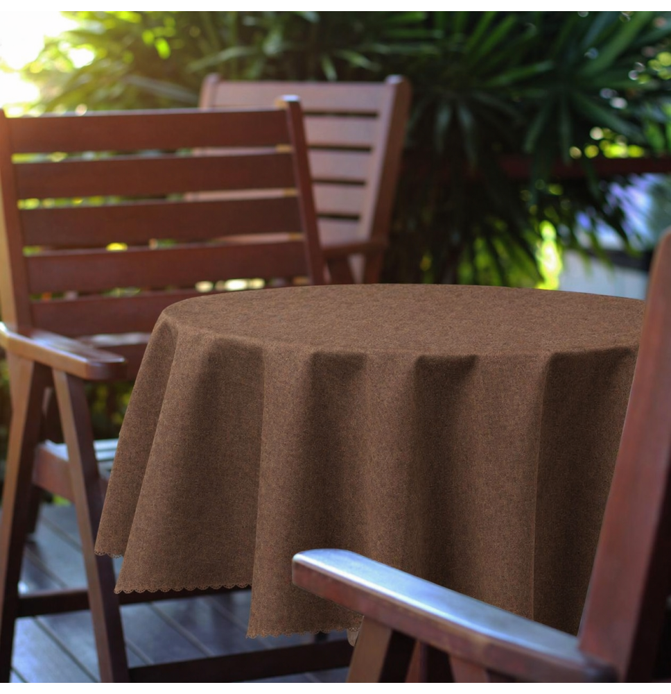 Kerek kerti terítő Ø 150 cm barna lenvászon-utánzat