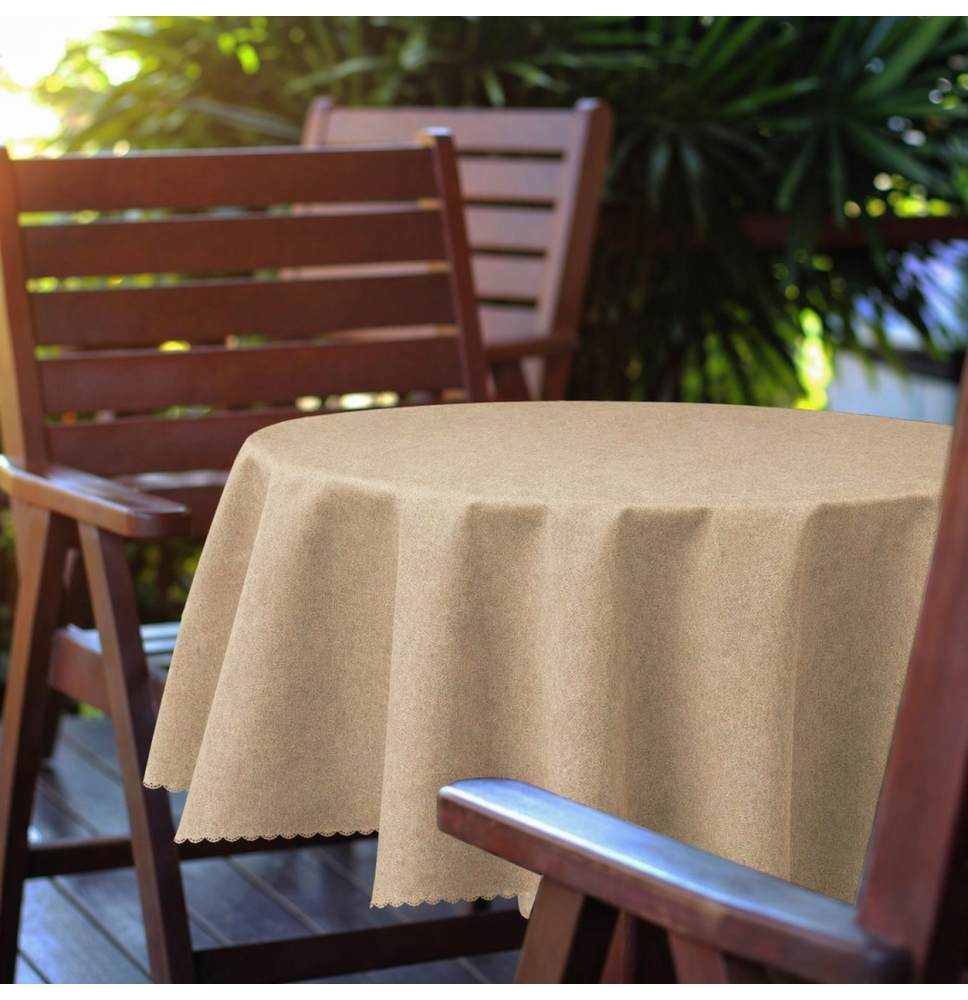 Kerek kerti terítő Ø 150 cm bézs lenvászon-utánzat