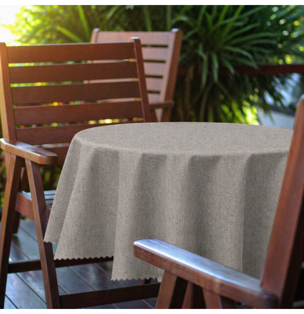 Kerek kerti terítő Ø 150 cm világos szürke lenvászon-utánzat