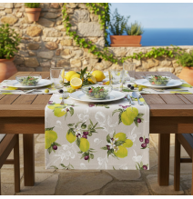 Futófelület az asztalon citrom, olajbogyó