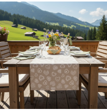 Futófelület az asztalon fehér szívek 50x150 cm