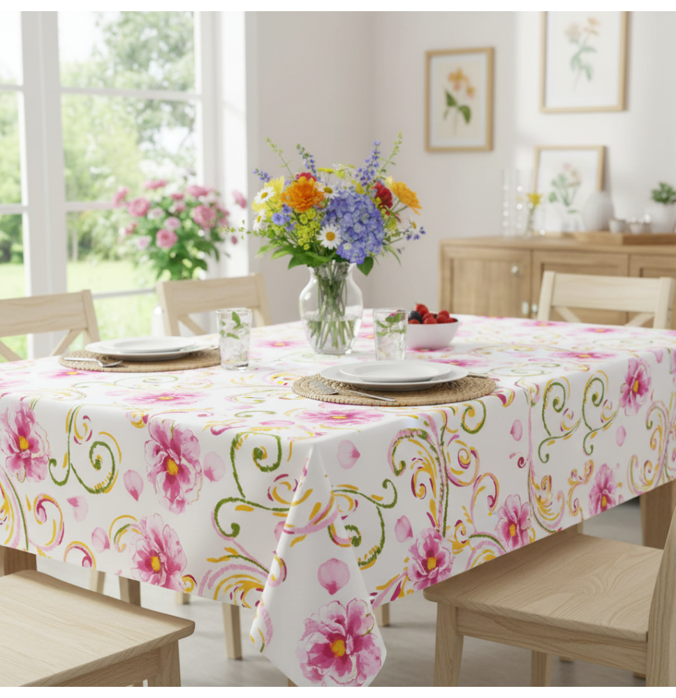 Pamut terítő Virágok fehér | Mondo Italia