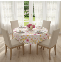 Kerek terítő Virágok fehér