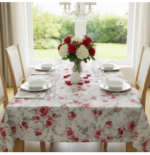 Pamut terítő rózsák bézs színű