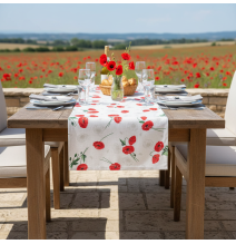 Terítő piros vadmák 50x150 cm