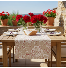 Asztali futó piros Peonies