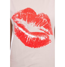 Női póló, MI8985 bézs nyomtatással