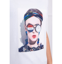 Női póló női MI5405 grafikával, fehér